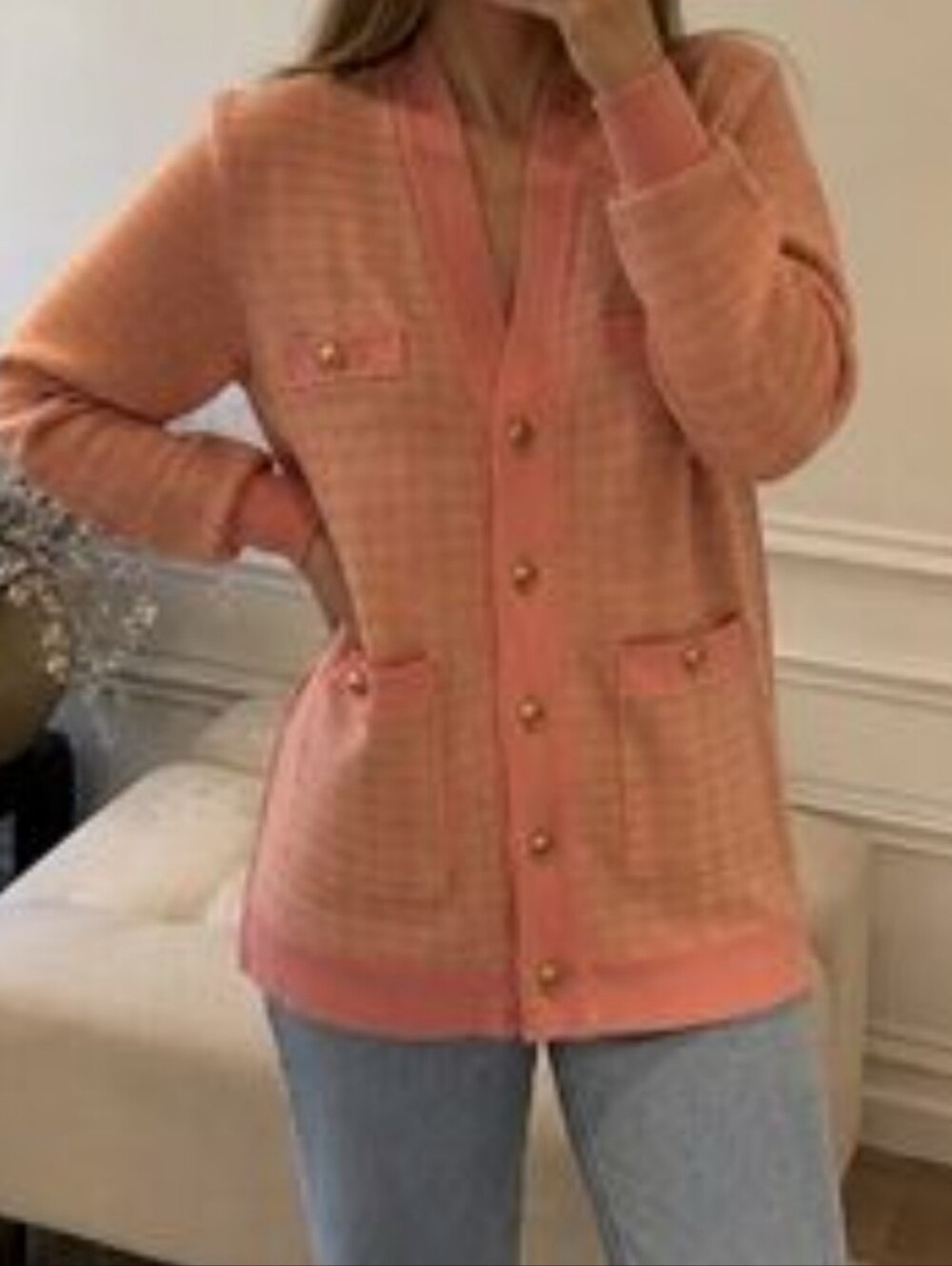 SANDRO | $415 Dane Oversized Houndstooth Cardigan - Picture 8 of 12